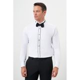 Morven Erkek Siyah Biyeli Düz Desen Ata Yaka Slim Fit Gömlek