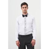 Morven Erkek Siyah Biyeli Slim Fit Ata Yaka Gömlek - XS