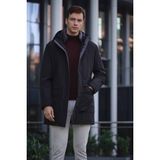 Morven Erkek Siyah Flora Çıtçıtlı Kapüşonlu Dynamic Fit Rahat Kesim Mont - XL