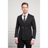 Morven Erkek Siyah Kruvaze Slim Fit Sivri Yaka Takım Elbise - 50 - 6 Drop