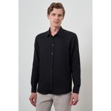 Morven Erkek Siyah Manşetli Slim Fit Sert Yaka Gömlek