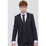 Morven Erkek Siyah Martin Yelekli Jakarlı Slim Fit Dar Kesim 6 Drop Takım Elbise