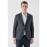 Morven Erkek Siyah Örme Slim Fit Torba Cep Mono Yaka Spor Ceket