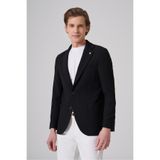 Morven Erkek Siyah Örme Trend Slim Fit Mono Yaka Ceket