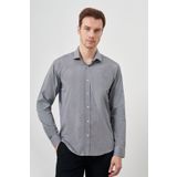 Morven Erkek Siyah Pamuk Baskılı Desenli İtalyan Yaka Slim Fit Gömlek
