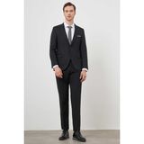 Morven Erkek Siyah Poliviskon Basic Jakar Desen Slim Fit Sivri Yaka Takım Elbise - 6 Drop - 48