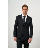 Morven Erkek Siyah Poliviskon Basic Jakar Desen Slim Fit Sivri Yaka Takım Elbise