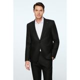 Morven Erkek Siyah Poliviskon Slim Fit Mono Yaka Takım Elbise - 6 Drop - 46
