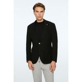 Morven Erkek Siyah Poliviskon Trend Desenli Slim Fit Ceket - 56 - 6 Drop