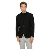 Morven Erkek Siyah Poliviskon Trend Desenli Slim Fit Ceket