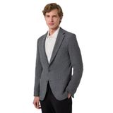 Morven Erkek Siyah Poliviskon Trend Desenli Slim Fit Mono Yaka Dokuma Ceket