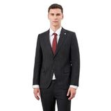 Morven Erkek Siyah Poliviskon Trend Desenli Slim Fit Sivri Yaka Takım Elbise