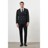 Morven Erkek Siyah Poliviskon Trend Kruvaze Slim Fit Sivri Yaka Takım Elbise - 46 - 6 Drop