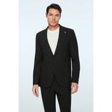 Morven Erkek Siyah Poliviskon Trend Pitikare Slim Fit Sivri Yaka Takım Elbise - 6 Drop - 50