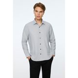 Morven Erkek Siyah Polyester Trend Desenli Dynamic Fit Sert Yaka Gömlek - 2XL
