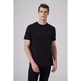 Morven Erkek Siyah Trend Baskılı Bisiklet Yaka Dinamik Fit T-shirt