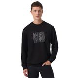 Morven Erkek Siyah Trend Baskılı Bisiklet Yaka Sweatshirt