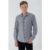Morven Erkek Siyah Trend Baskılı Desenli İtalyan Yaka Slim Fit Gömlek