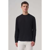 Morven Erkek Siyah Trend Bisiklet Yaka Rayon Sweatshirt