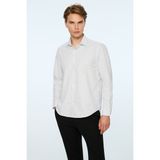 Morven Erkek Siyah Trend Çizgili Dynamic Fit Sert Yaka Gömlek - 3XL