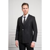 Morven Erkek Siyah Trend Kruvaze Slim Fit Dar Kesim Sivri Yaka Takım Elbise - 48 - 6 Drop