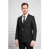 Morven Erkek Siyah Trend Kruvaze Slim Fit Dar Kesim Sivri Yaka Takım Elbise