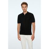 Morven Erkek Siyah Trend Polo Yaka Rayon Triko T-Shirt - XL