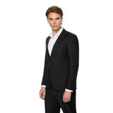 Morven Erkek Siyah Yün Platinium Düz Slim Fit Mono Yaka Takım Elbise