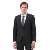Morven Erkek Siyah Yünlü Platinium Classic Çizgili Slim Fit Sivri Yaka Takım Elbise