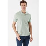 Morven Erkek Su Yeşili Basic Düz %100 Pamuk Slim Fit Dar Kesim Kısa Kollu Polo Yaka Tişört