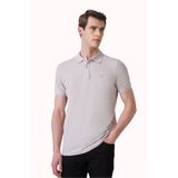 Morven Gri Basic Düz %100 Pamuk Slim Fit Kısa Kollu Polo Yaka Erkek Tişört