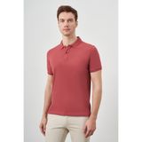 Morven Gül Basic Düz %100 Pamuk Slim Fit Dar Kesim Kısa Kollu Polo Yaka Erkek Tişört