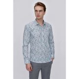 Morven Mavi Baskılı Slim Fit Dar Kesim Erkek Gömlek