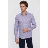 Morven Pamuk Baskılı Slim Fit Dar Kesim Erkek Gömlek Pembe