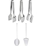 MORYAN 5 Parça Paslanmaz Çelik Servis Sunum Seti Kaşık Spatula Makarna Salata Pasta Maşası Yemek Hazırlık