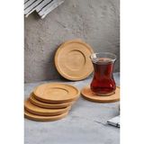 MORYAN 6 Adet Yuvarlak Doğal Bambu Çay Bardağı Altlığı Fincan Altlığı Bambu Bardak Altlığı