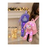 moryconcept Peluş Işıklı Kuromi Sırt Çantası Uzun Bacaklı Model 47x25 cm Yumuşak Peluş Kumaş Çocuk Sırt Çantası