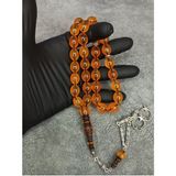 Mos Tesbih Büyük Boy Imamesi Işlemeli Üst Düzey Toz Kehribar Tesbih - Sarı