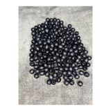 Mos Tespih 10mm Siyah Renk Ahşap Boncuk (10 Gram 34 Adet) Geniş Delikli Takı Boncuğu