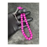 Mos Tespih Simli Üst Düzey Pembe Toz Kehribar Tesbih