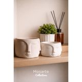 Mosarte Buda Series Minimalist Soyut Yüz Vazo / Heykel – Modern Dekoratif Obje 2 Boy - Beyaz Renk