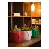 Mosarte Buda Series Minimalist Soyut Yüz Vazo / Heykel – Modern Dekoratif Obje 3'lü set (Büyük Boy) - Kırmızı / Beyaz / Yeşil