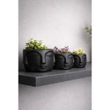 Mosarte Buda Series Minimalist Soyut Yüz Vazo / Heykel – Modern Dekoratif Obje 3'lü set (Büyük/Orta/Küçük) - Siyah Renk