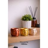 Mosarte Buda Series Minimalist Soyut Yüz Vazo / Heykel – Modern Dekoratif Obje 3'lü Set Küçük Boy - Bakır - Altın - Şampanya