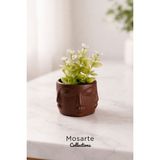 Mosarte Buda Series Minimalist Soyut Yüz Vazo / Heykel – Modern Dekoratif Obje Küçük Boy - Kahverengi