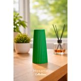 Mosarte Ribbed Çizgili Tasarım Modern Dekoratif Vazo - Yeşil Renk