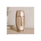 Mosarte Stoneface Series Minimalist Soyut Yüz Vazo / Heykel – Modern Dekoratif Obje 23 CM - Şampanya Renk