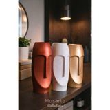 Mosarte Stoneface Series Minimalist Soyut Yüz Vazo / Heykel – Modern Dekoratif Obje 3'lü Set 23 CM - Bakır / Beyaz / Şampanya