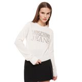 Moschino Jeans Bisiklet Yaka Baskılı Beyaz Kadın Sweatshırt, Beyaz, M