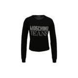 Moschino Jeans Bisiklet Yaka Baskılı Kazak, L, 5003090119, Siyah, Kadın